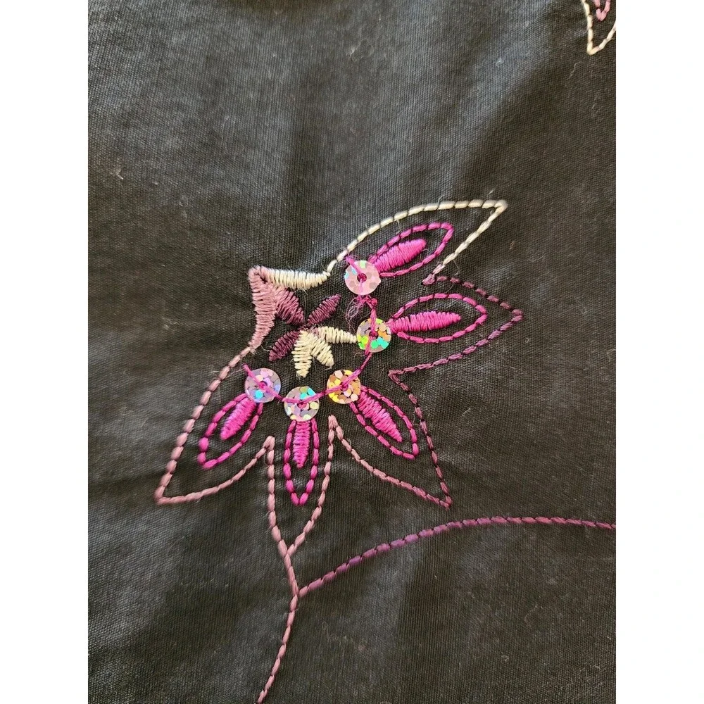 2Hip By Wrapper Junior Sz 14 Y2k Inspired Midi Skirt Black With Purple Flowers